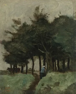 Boulogne-Sur-Mer, Sentier Creux Domine Par Les Arbes Oil painting by Jean-Baptiste-Camille Corot