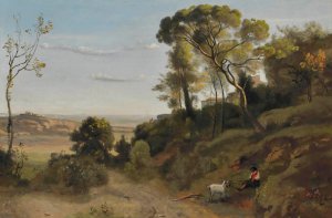 Campagne De Naples by Jean-Baptiste-Camille Corot Oil Painting