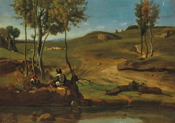 Campagne Italienne  by Jean-Baptiste-Camille Corot - Hand-Painted Oil Painting Reproduction