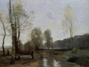 Canal in Picardi Oil painting by Jean-Baptiste-Camille Corot