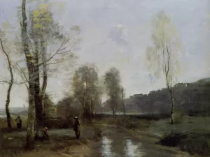 Canal in Picardi painting by Jean-Baptiste-Camille Corot