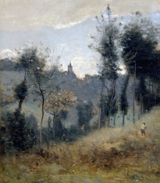 Canteleu  by Jean-Baptiste-Camille Corot - Hand-Painted Oil Painting Reproduction