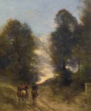 Cavaliers Gaulois Dans Un Paysage by Jean-Baptiste-Camille Corot Oil Painting