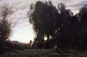 Circle of Nymphs, Morning Oil painting by Jean-Baptiste-Camille Corot