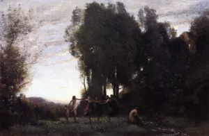 Circle of Nymphs, Morning by Jean-Baptiste-Camille Corot Oil Painting