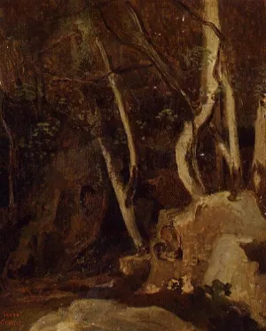 Civita Castellana, Rocks with Trees Oil painting by Jean-Baptiste-Camille Corot