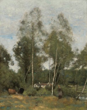 Clairiere Du Bois Pierre, Aux Evaux, Pres Chateau-Thierry by Jean-Baptiste-Camille Corot Oil Painting