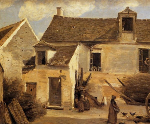 Main Product Photo of Courtyard of a Bakery near Paris Painting by Jean-Baptiste-Camille Corot