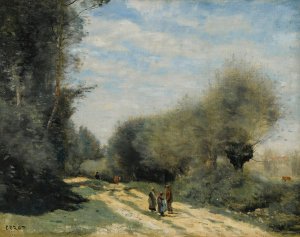 Crecy-En-Brie - Route Dans La Campagne by Jean-Baptiste-Camille Corot Oil Painting