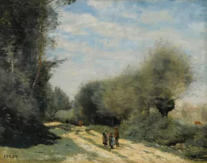 Crecy-En-Brie - Route Dans La Campagne by Jean-Baptiste-Camille Corot Oil Painting