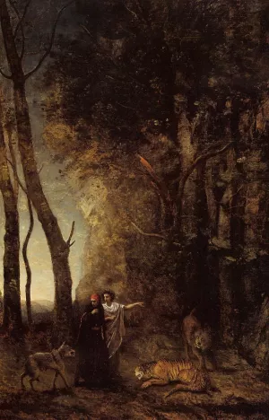 Dante and Virgil by Jean-Baptiste-Camille Corot Oil Painting