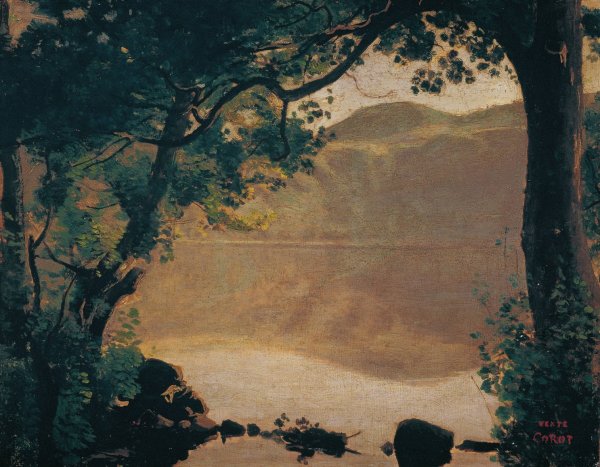 Der Nemisee  by Jean-Baptiste-Camille Corot - Hand-Painted Oil Painting Reproduction