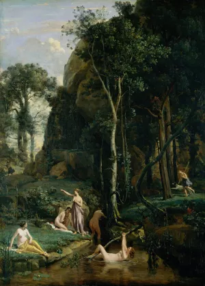 Diana and Actaeon by Jean-Baptiste-Camille Corot Oil Painting