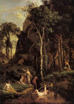 Diana Surprised at Her Bath Oil painting by Jean-Baptiste-Camille Corot