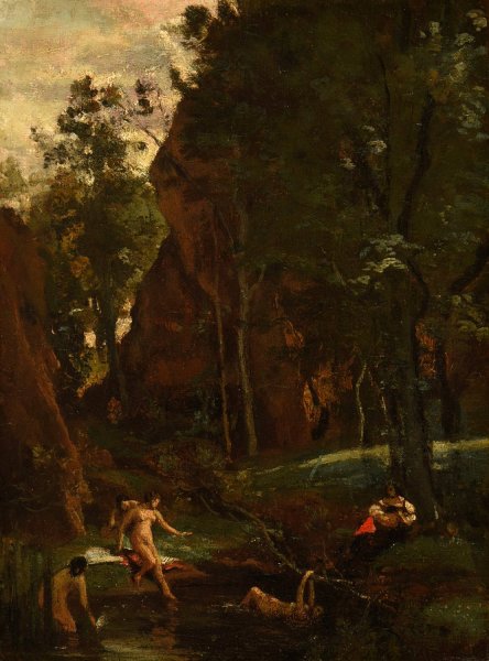 Diane au bain by Jean-Baptiste-Camille Corot - Hand-Painted Oil Painting Reproduction