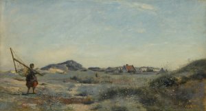 Dunkerque. Une pecheuse de crevettes by Jean-Baptiste-Camille Corot Oil Painting
