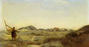 Dunkerque Une Pecheuse de Crevettes painting by Jean-Baptiste-Camille Corot