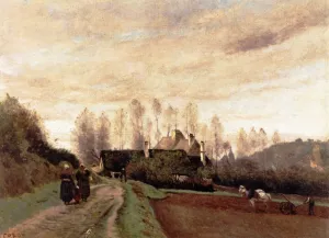 Eperono Eure-et-Loir the Road to Laboureur by Jean-Baptiste-Camille Corot - Oil Painting Reproduction