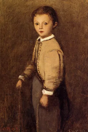 Fernand Corot, the Painter's Grand Nephew, at the Age of 4 and a Half Years by Jean-Baptiste-Camille Corot - Oil Painting Reproduction