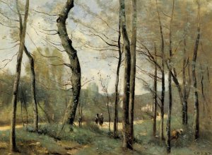 First Leaves, Near Nantes Oil painting by Jean-Baptiste-Camille Corot
