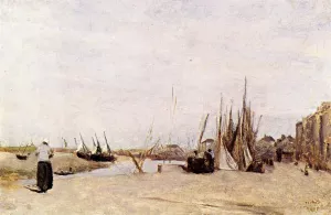 Fishermen's Quay, Trouville by Jean-Baptiste-Camille Corot - Oil Painting Reproduction