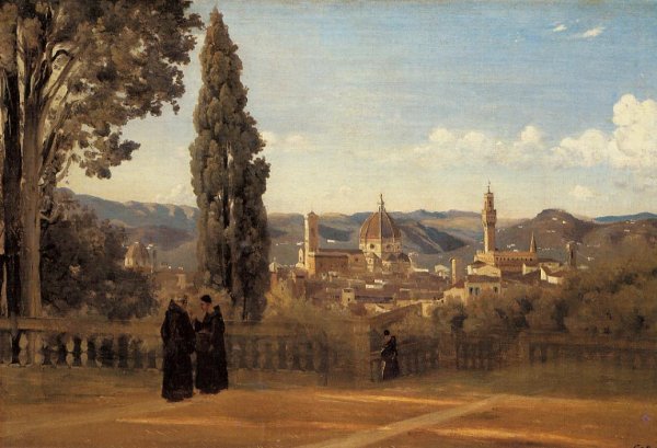 Main Product Photo of Florence - The Boboli Gardens Painting by Jean-Baptiste-Camille Corot