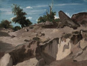 Foret de Fontainebleau - Au plateau brule by Jean-Baptiste-Camille Corot Oil Painting
