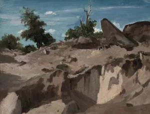 Foret de Fontainebleau - Au plateau brule by Jean-Baptiste-Camille Corot Oil Painting