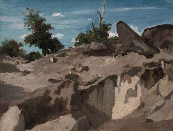 Foret de Fontainebleau - Au plateau brule by Jean-Baptiste-Camille Corot - Hand-Painted Oil Painting Reproduction