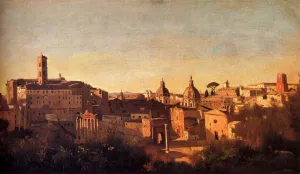 Forum Viewed From The Farnese Gardens by Jean-Baptiste-Camille Corot Oil Painting