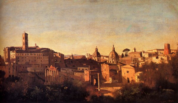 Main Product Photo of Forum Viewed From The Farnese Gardens Painting by Jean-Baptiste-Camille Corot