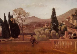 Gardens of the Villa d'Este at Tivoli by Jean-Baptiste-Camille Corot Oil Painting