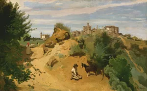 Genzano by Jean-Baptiste-Camille Corot Oil Painting