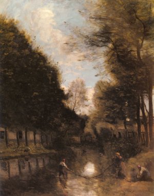 Gisors, Riviere Bordee D'arbres Oil painting by Jean-Baptiste-Camille Corot