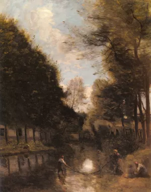 Gisors, Riviere Bordee D'arbres by Jean-Baptiste-Camille Corot - Oil Painting Reproduction