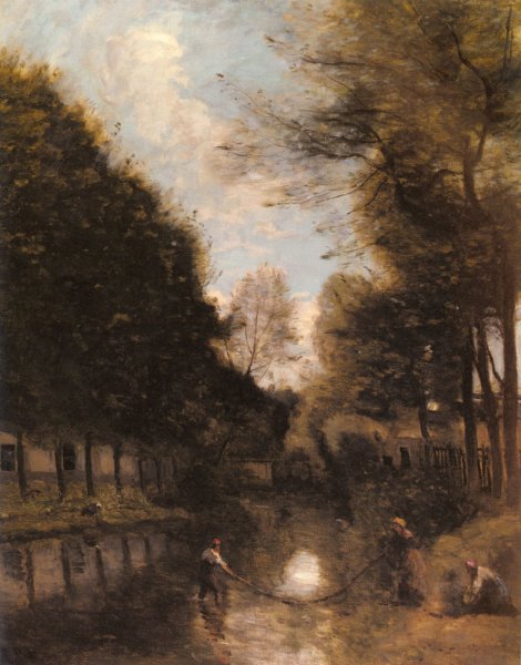Gisors, Riviere Bordee D'arbres by Jean-Baptiste-Camille Corot - Hand-Painted Oil Painting Reproduction