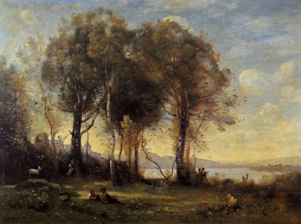 Goatherds on the Borromean Islands by Jean-Baptiste-Camille Corot - Hand-Painted Oil Painting Reproduction