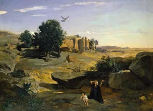 Hagar in the Wilderness by Jean-Baptiste-Camille Corot Oil Painting