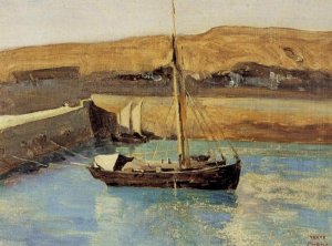 Honfleur - Fishing Boat Oil painting by Jean-Baptiste-Camille Corot