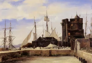 Honfleur - The Old Wharf by Jean-Baptiste-Camille Corot - Oil Painting Reproduction