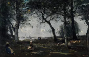 Honfleur Oil painting by Jean-Baptiste-Camille Corot