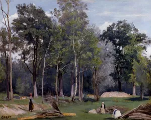 In the Woods at Ville d'Avray by Jean-Baptiste-Camille Corot - Oil Painting Reproduction
