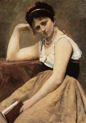 Interrupted Reading by Jean-Baptiste-Camille Corot Oil Painting