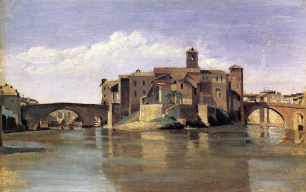 Island of San Bartolommeo by Jean-Baptiste-Camille Corot - Hand-Painted Oil Painting Reproduction