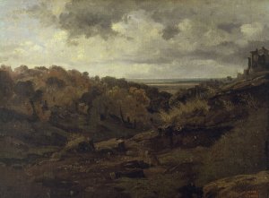 Italian Landscape near Marino in Autumn by Jean-Baptiste-Camille Corot Oil Painting