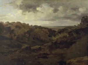 Italian Landscape near Marino in Autumn by Jean-Baptiste-Camille Corot Oil Painting