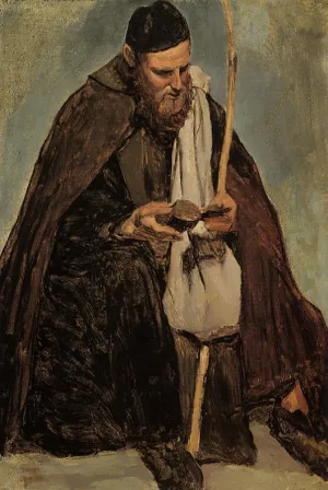 Italian Monk Reading by Jean-Baptiste-Camille Corot Oil Painting