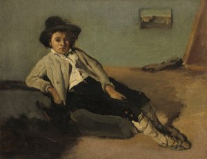 Italian Peasant Boy by Jean-Baptiste-Camille Corot Oil Painting