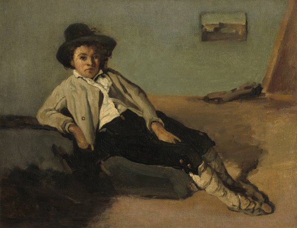 Italian Peasant Boy  by Jean-Baptiste-Camille Corot - Hand-Painted Oil Painting Reproduction