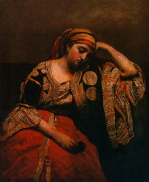 Italian Woman also known as Jewish Algerian Woman Oil painting by Jean-Baptiste-Camille Corot